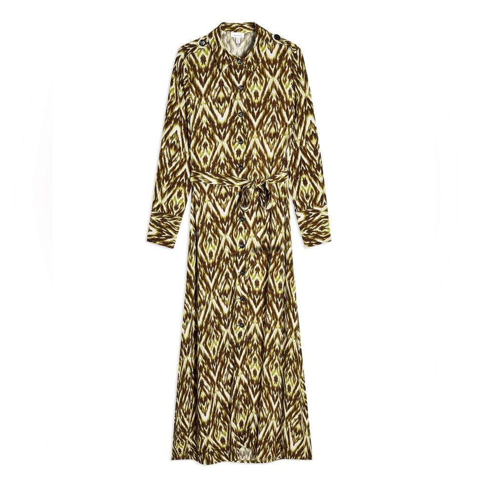TOPSHOP | Long Sleeve Open Back Zigzag Shirt Dress